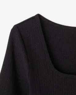 Pointelle Square Neck Short Sleeve T-shirt -Cloveras Fashion Shop 38020237 001 c