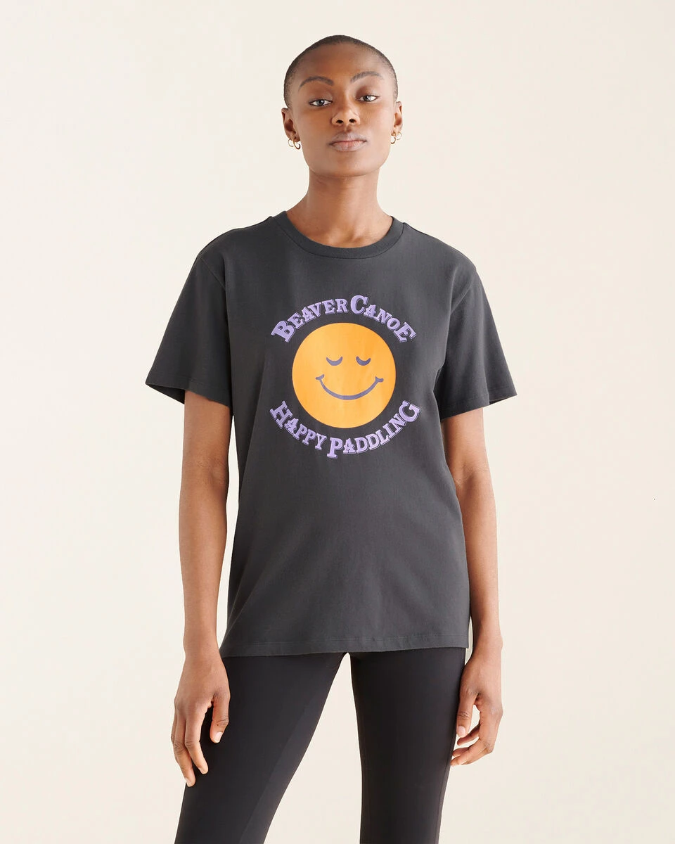 Womens Beaver Canoe Happy Paddling T-shirt 1 Womens Beaver Canoe Happy Paddling T-shirt