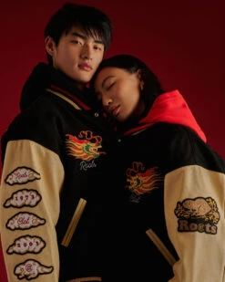 Roots X CLOT Lunar New Year Dragon Varsity Jacket -Cloveras Fashion Shop 55060013 19B g