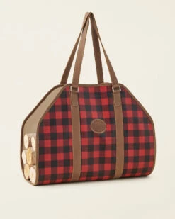 Park Plaid Leather Log Carrier